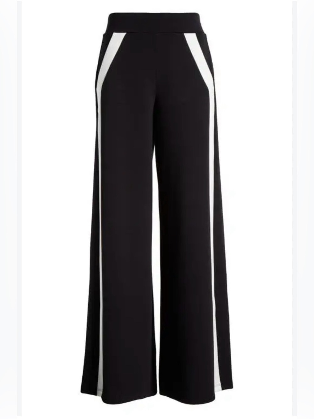 Spanx Air essentials Black Wide-Leg Contrast Stripe Pants size M